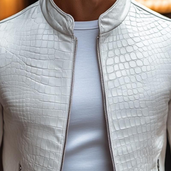 Ethan™ - Stylish Stone Pattern Stand Collar Zipper Jacket