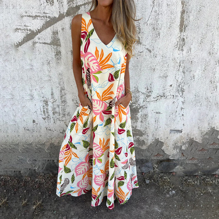 Freya | Chic V-Neck Maxi Dress