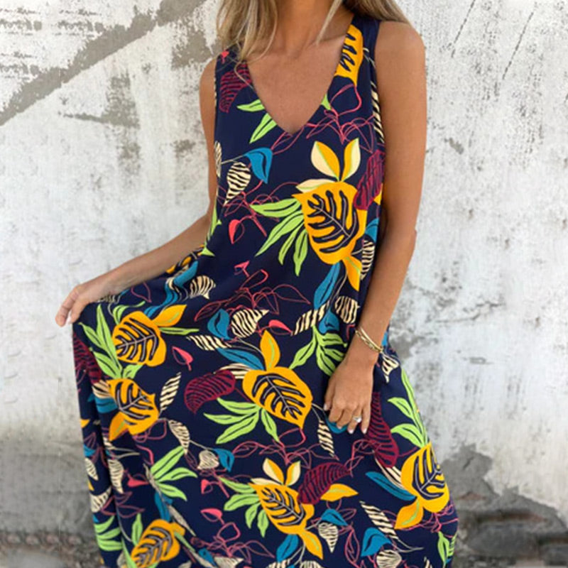 Freya | Chic V-Neck Maxi Dress